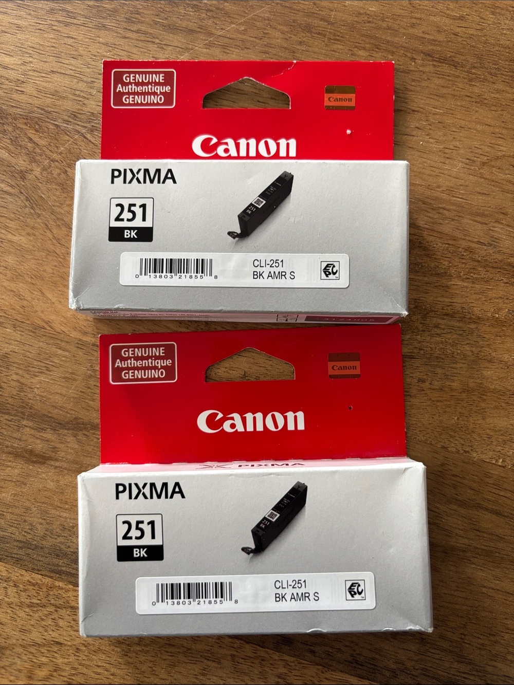 Genuine Canon Pixma 251 BK Black, New, Qty 2
